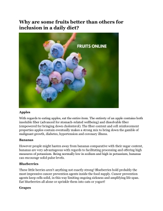 Why are some fruits better than others for inclusion in a daily diet
