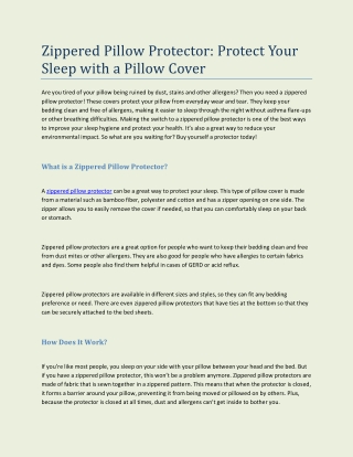 Zippered Pillow Protector: Protect Your Sleep with a Pillow Cover