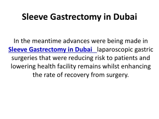 Sleeve Gastrectomy in Dubai