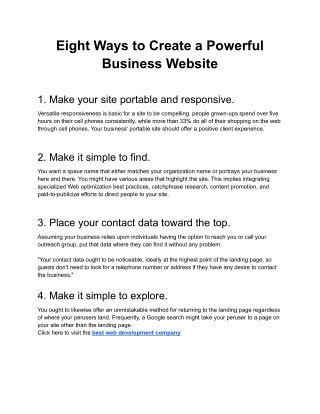 Eight Ways to Create a Powerful Business Website