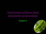 Transmission of Genes from Generation to Generation