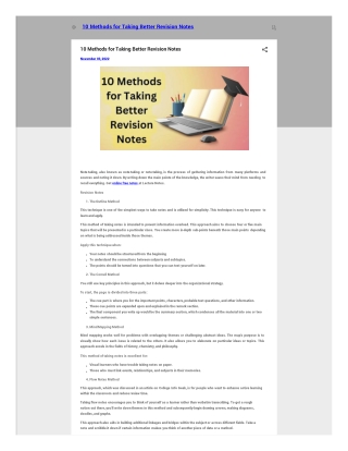 10 Methods for Taking Better Revision Notes