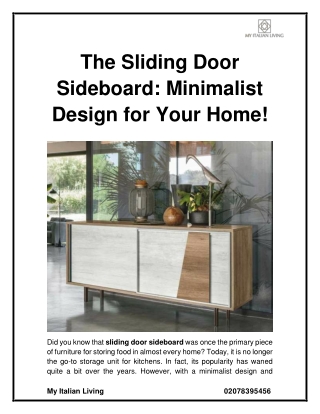 The Modern Sliding Door Sideboard- Minimalist Design for Your Home!