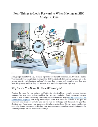 Four Things to Look Forward to When Having an SEO Analysis Done