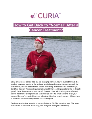 How to Get Back to "Normal" After a Cancer Treatment?