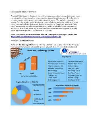 Global Wave and Tidal Energy Market (2021 to 2027)