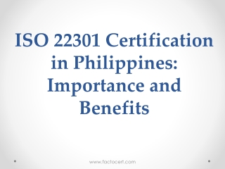 ISO 22301 Certification in Philippines Importance and Benefits