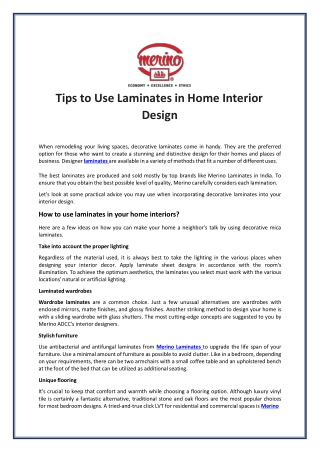 Tips to Use Laminates in Home Interior Design