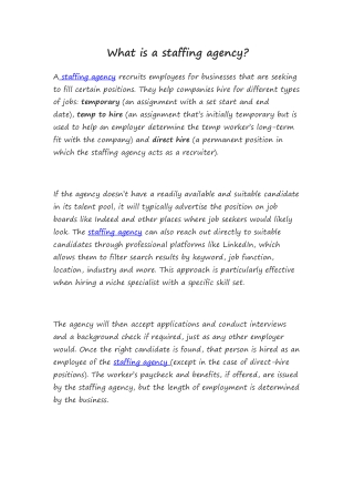 What is a staffing agency