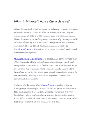 What Is Microsoft Azure Cloud Service