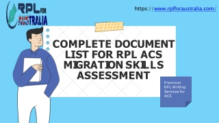 Complete Document List for RPL ACS Migration Skills Assessment