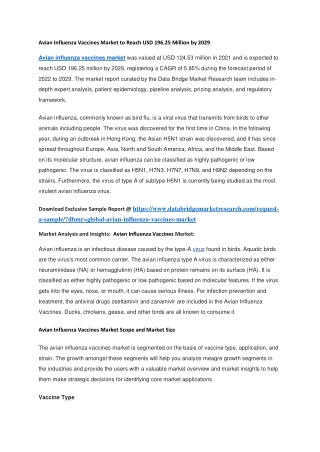 Avian Influenza Vaccines Market to Reach USD 196.25 Million by 2029