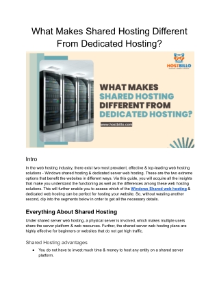 What Makes Shared Hosting Different From Dedicated Hosting?