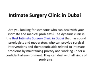 intimate Surgery Dubai