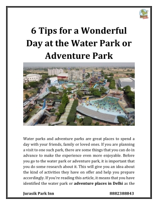 6 Tips for a Wonderful Day at the Water Park or Adventure Park