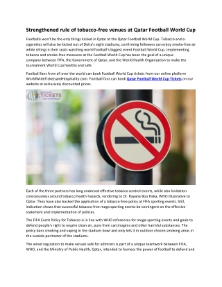 Strengthened rule of tobacco-free venues at Qatar Football World Cup
