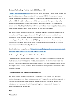 Candida Infections Drugs Market to Reach 19.73 Billion by 2027
