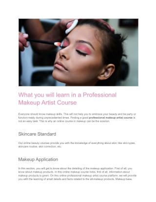 What you will learn in a Professional Makeup Artist Course