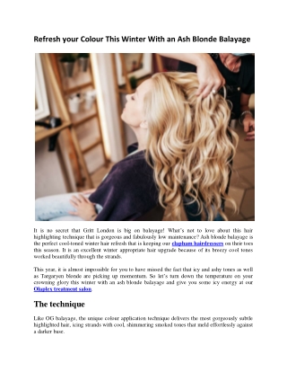 Refresh your Colour This Winter With an Ash Blonde Balayage