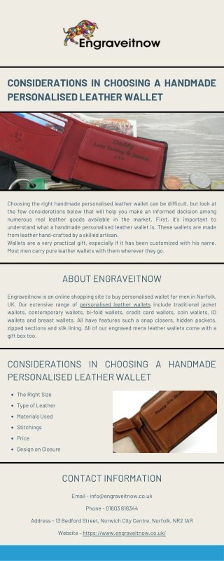 Considerations in Choosing a Handmade Personalised Leather Wallet