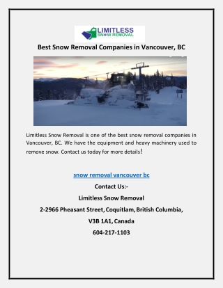 Best Snow Removal Companies in Vancouver, BC