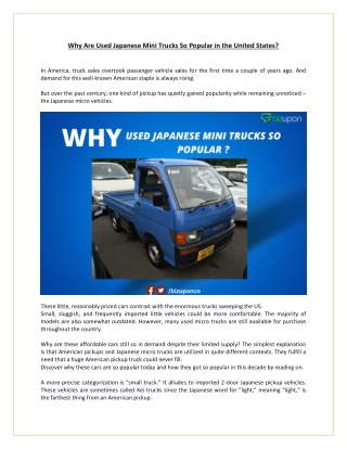 Why Are Used Japanese Mini Trucks So Popular in the United States