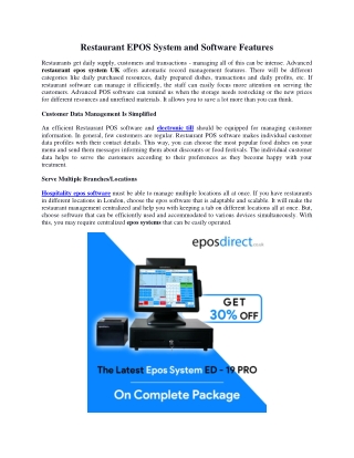 Restaurant EPOS System and Software Features