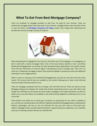What To Get From Best Mortgage Company