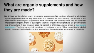 What are organic supplements and how they are made_