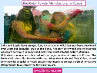 Holi Color powder Manufacturers in Russia