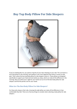 Buy Top Body Pillow For Side Sleepers