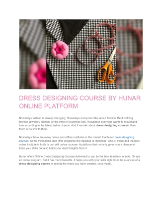 Why Learn a Dress Designing Course After 12th?