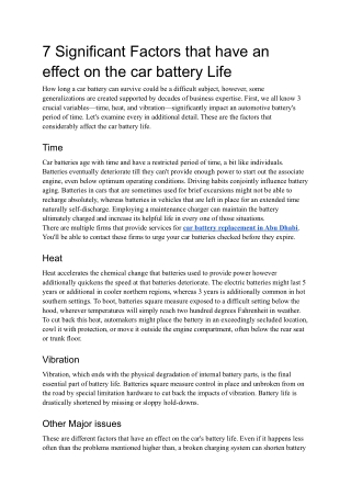 7 Significant Factors that Affect the Car Battery Life