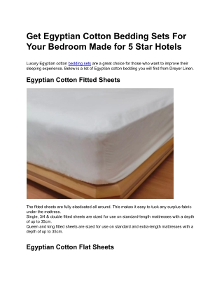 Get Egyptian Cotton Bedding Sets For Your Bedroom Made for 5 Star Hotels