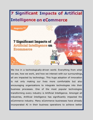 7 Significant Impacts of Artificial Intelligence on eCommerce