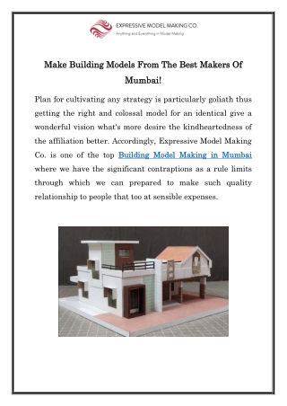 Make Building Models From The Best Makers Of Mumbai