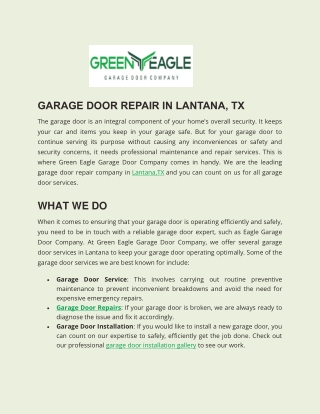 Garage Door Repair Company Lantana - Green Eagle Garage Door Company