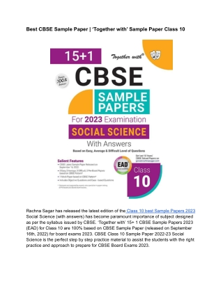 Best CBSE Sample Paper _ ‘Together with’ Sample Paper Class 10