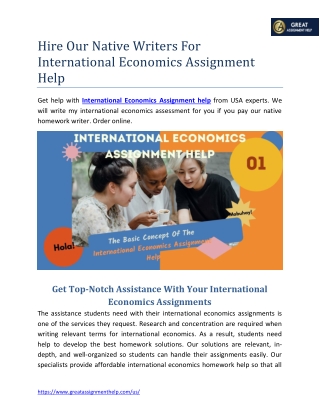 Hire Our Native Writers For International Economics Assignment Help