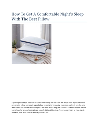 How To Get A Comfortable Night's Sleep With The Best Pillow( 14-11-2022)
