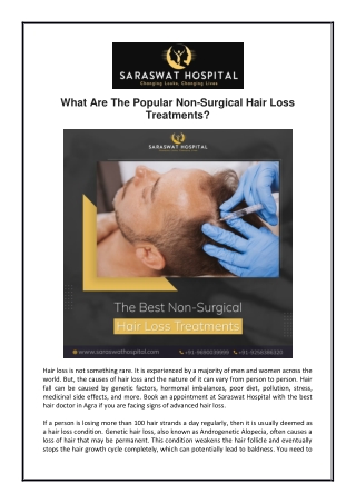 What are the Popular Non-Surgical Hair Loss Treatments?