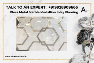 Gloss Metal Marble Medallion Inlay Flooring