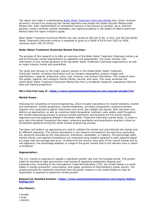 Boiler Water Treatment Chemicals Market Global Demand, Sales, Consumption 2029