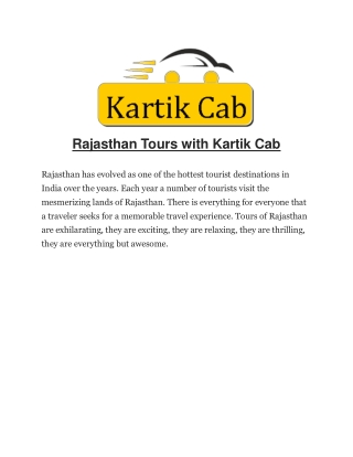 Rajasthan Tours with Kartik Cab