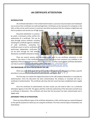 UK CERTIFICATE ATTESTATION