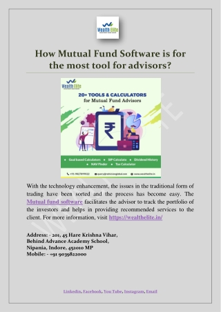 How Mutual Fund Software is for the most tool for advisors