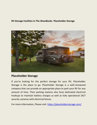 RV Storage Facilities in The Woodlands - Placeholder Storage