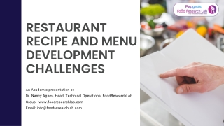 Restaurant Recipe And Menu Development Challenges - FoodResearchLab