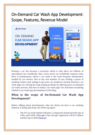 On-Demand Car Wash App Development Scope, Features, Revenue Model