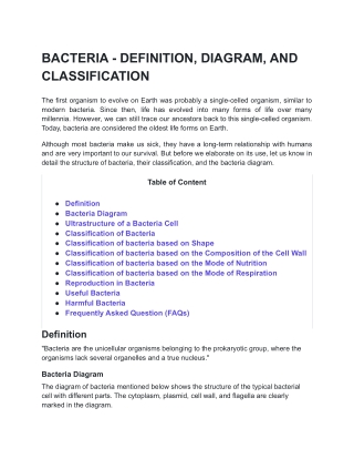 BACTERIA - DEFINITION, DIAGRAM, AND CLASSIFICATION